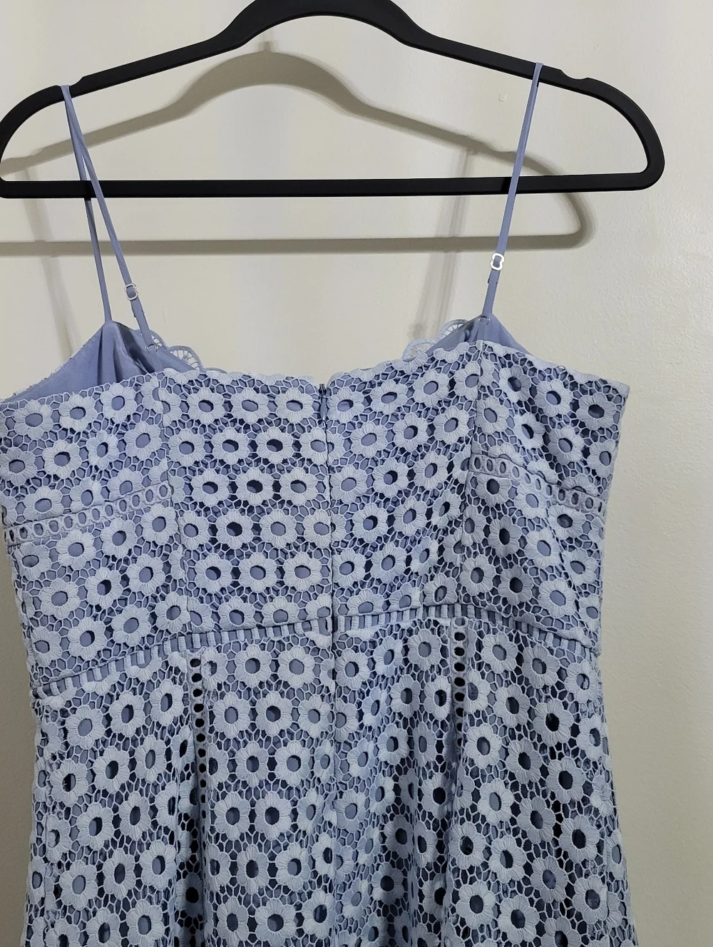 J. Crew Women's Light Blue Lace Midi Dress with Spaghetti Straps, Size 4 - Picture 8 of 12